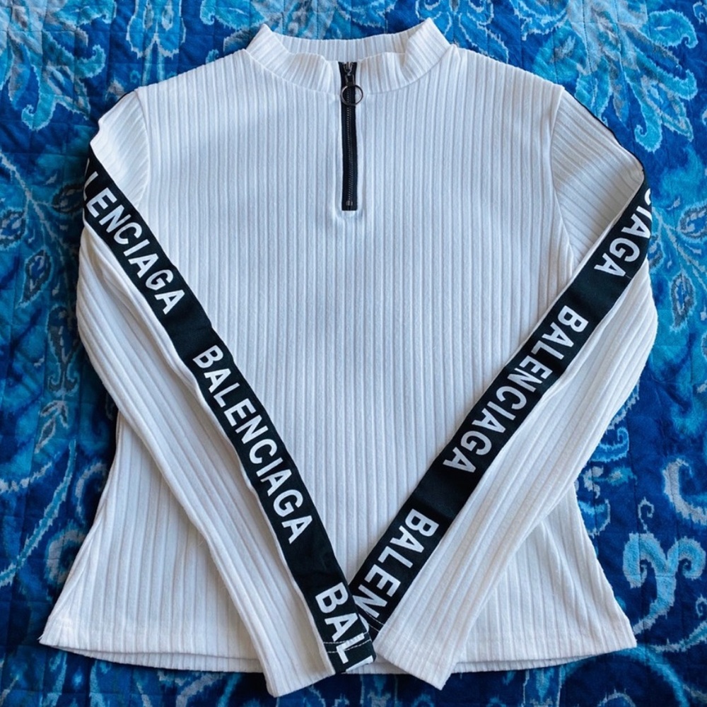 “Balenciaga” SHEIN White Long Sleeve Top